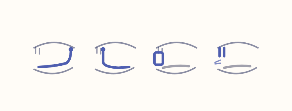 Four Hangul consonants drawn as cross-sections of the mouth: ㄱ tongue-root at the soft palate, ㄴ tongue-tip at the ridge, ㅁ closed lips as a square, ㅅ a tooth — from Flipside's Read Hangul course.